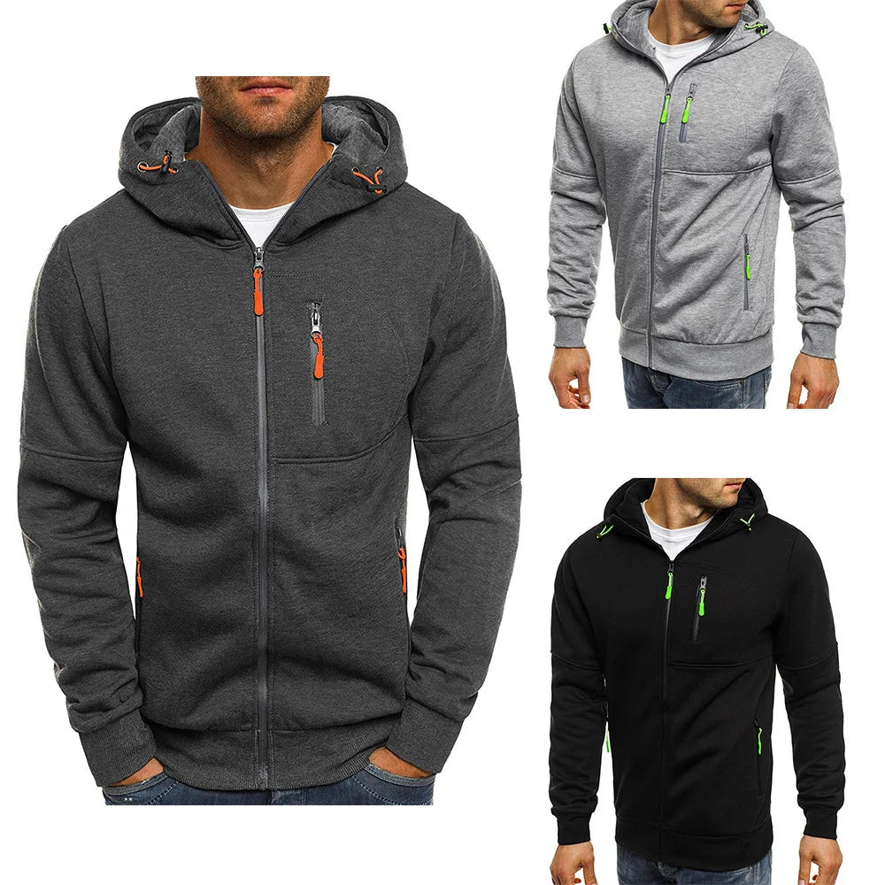 Men's Zip Hooded Sweatshirt Jacket — Casual Everyday Zip-Up Hoodie