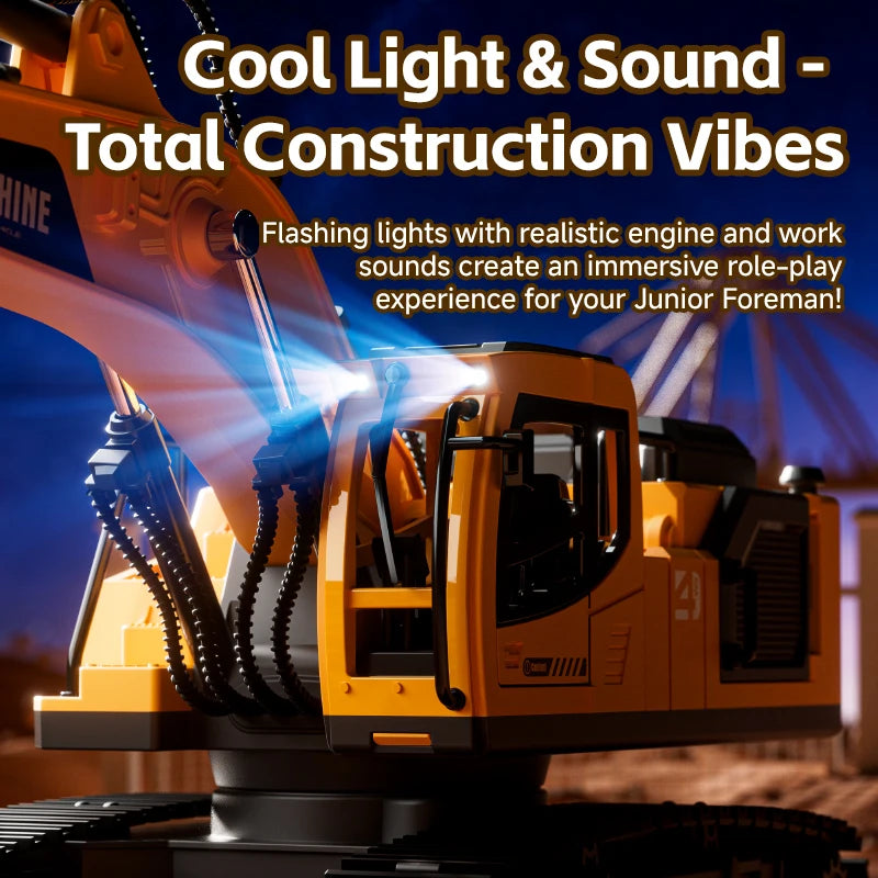 14-Channel 3-in-1 RC Excavator with Mist Spray – Alloy Remote Control Construction Truck