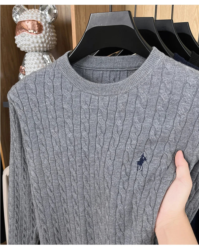 Men's Luxury Pony Embroidery Knit Sweater — Premium Detail Knitwear