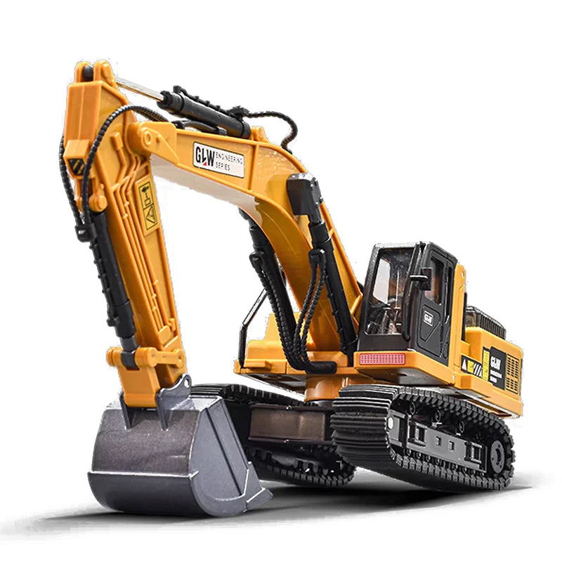 Alloy Die-Cast Excavator Toy with Sound, Light & Pull-Back – Construction Vehicle for Kids