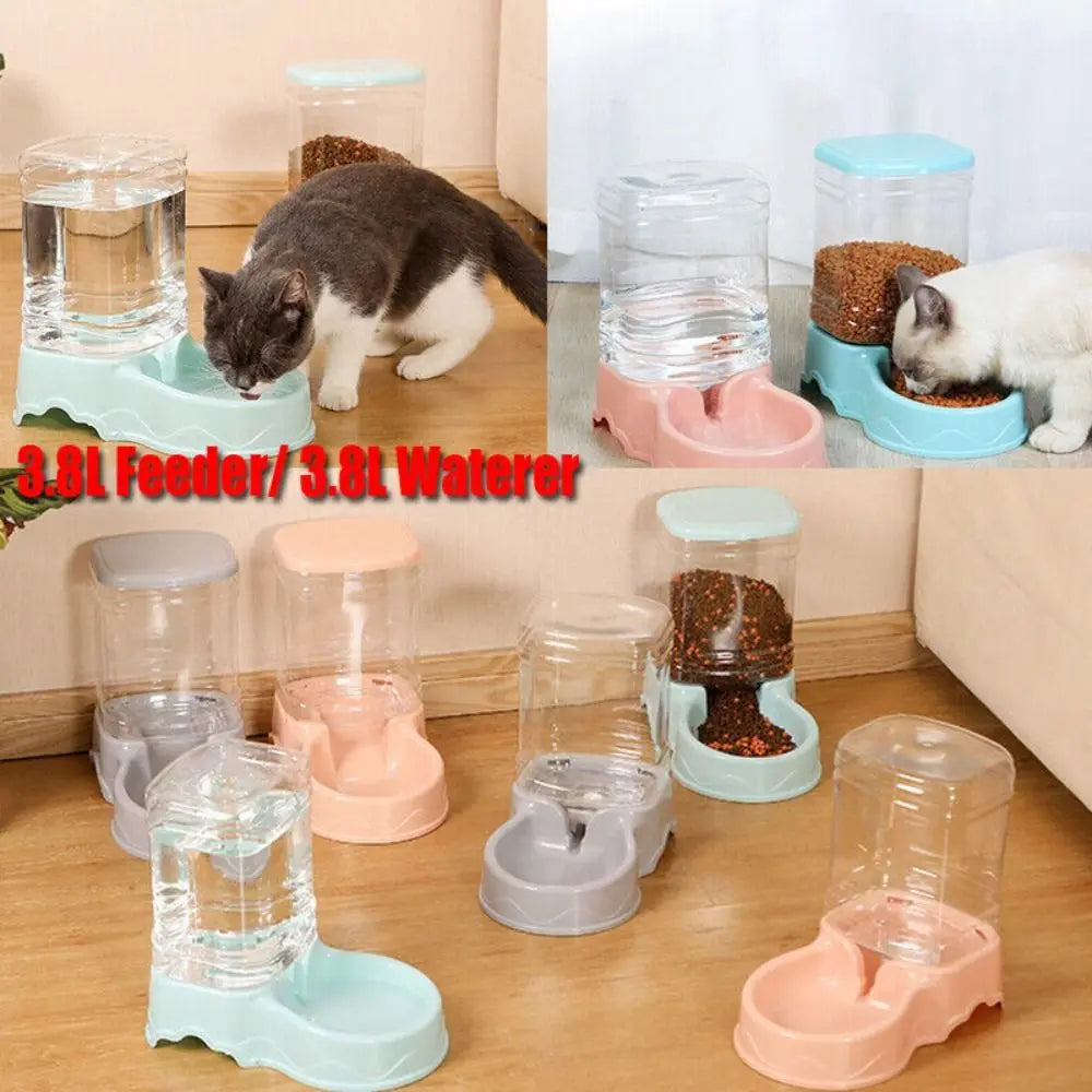 3.8L Automatic Pet Water Fountain & Food Dispenser