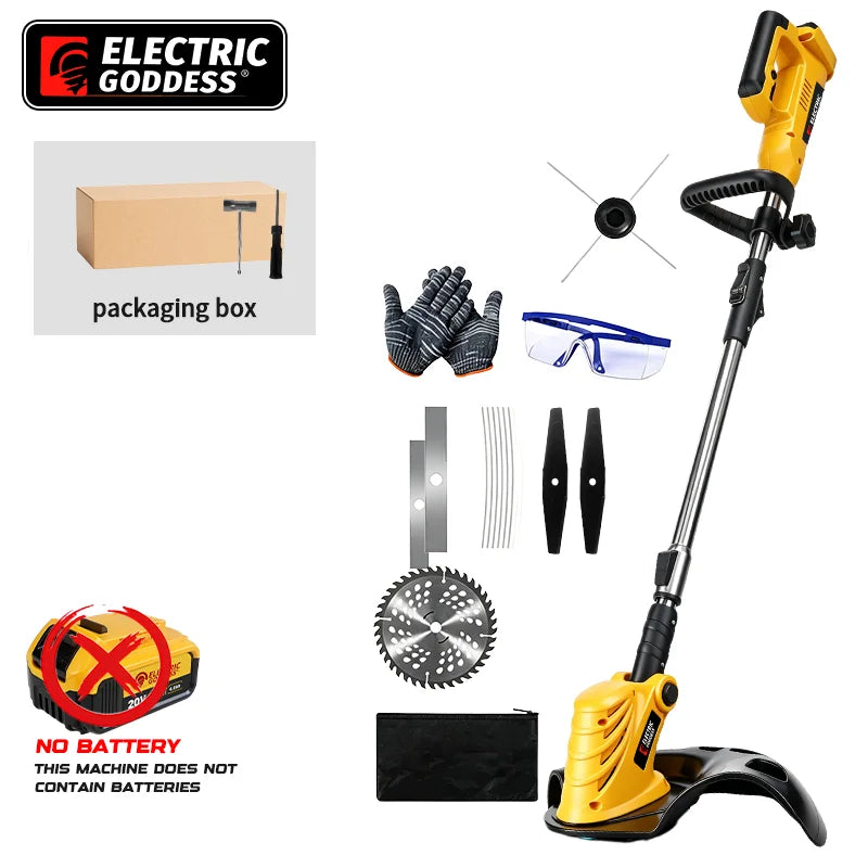 Electric Goddess Brushless Cordless Grass Trimmer | 28,000 RPM, 3-Blade System, 200mm Cut, Dewalt 20V Compatible (Tool Only)