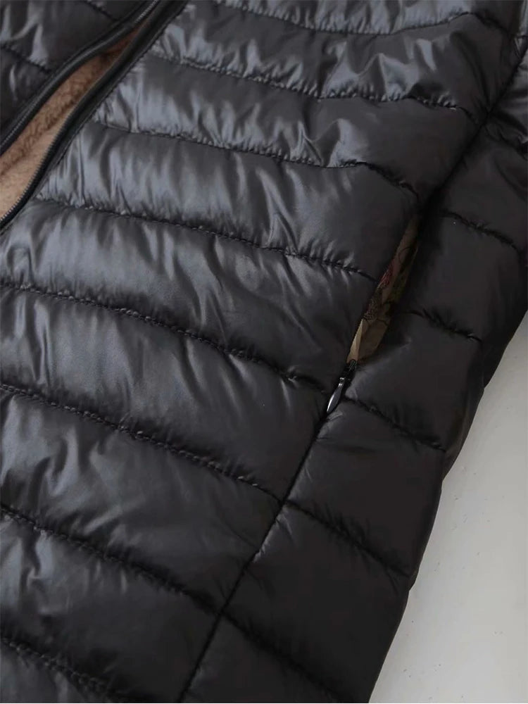 Korean Edition Hooded Women's Fleece Jacket – Mid-Length Warm Parka Coat
