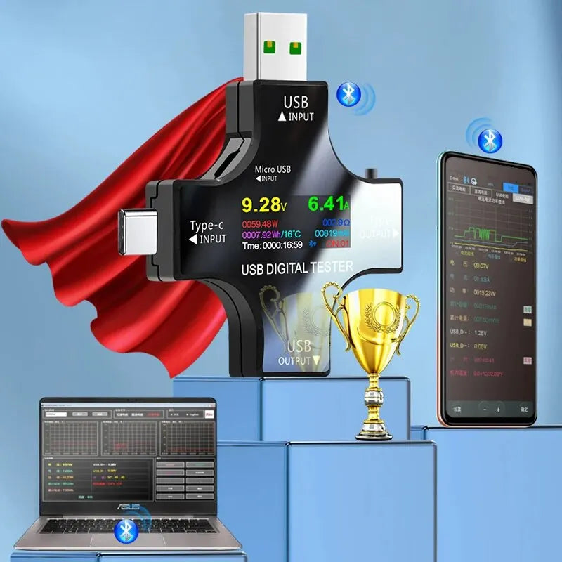 USB Tester Type-C PD Digital Capacity Meter — Voltage, Current & Power Measurement