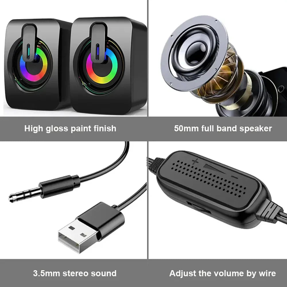 USB Wired Computer Speaker with Microphone — High Fidelity Stereo Desktop