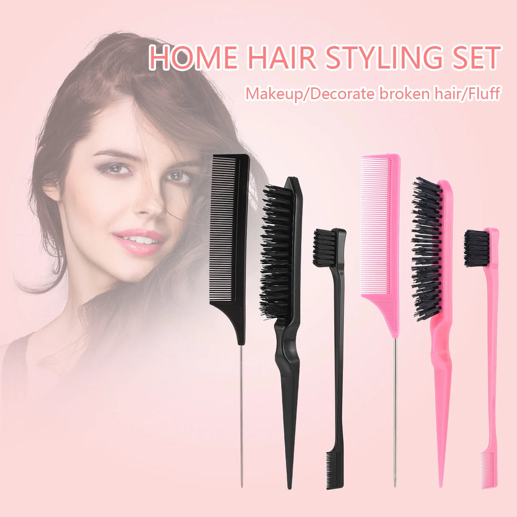 4-Piece Boar Bristle Hair Brush Set – Slick Back, Edge Control & Baby Hair Smoothing