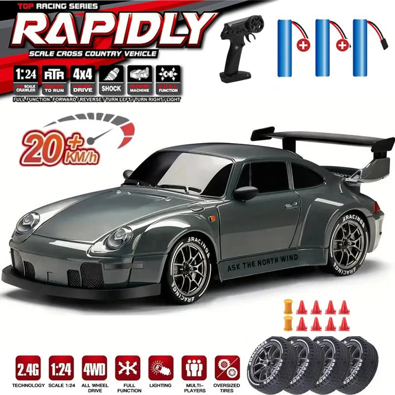 1:24 Scale 4WD RC Drift Car – High Speed Electric Racing Car for Kids & Adults