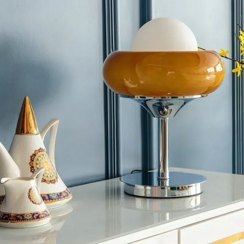 Bauhaus Glass Lamp – Red & Yellow Table or Floor