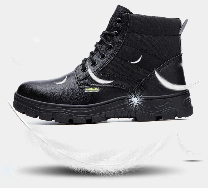 Men's Retro Leather Ankle Boots — Lace-Up Microfiber Business Booties with Rubber Sole