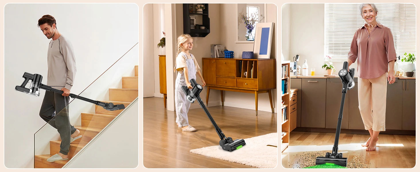 SUXIANGVAC Cordless Stick Vacuum Cleaner — 500W 55Kpa, 55-Min Runtime, Anti-Tangle, HEPA, Self-Standing