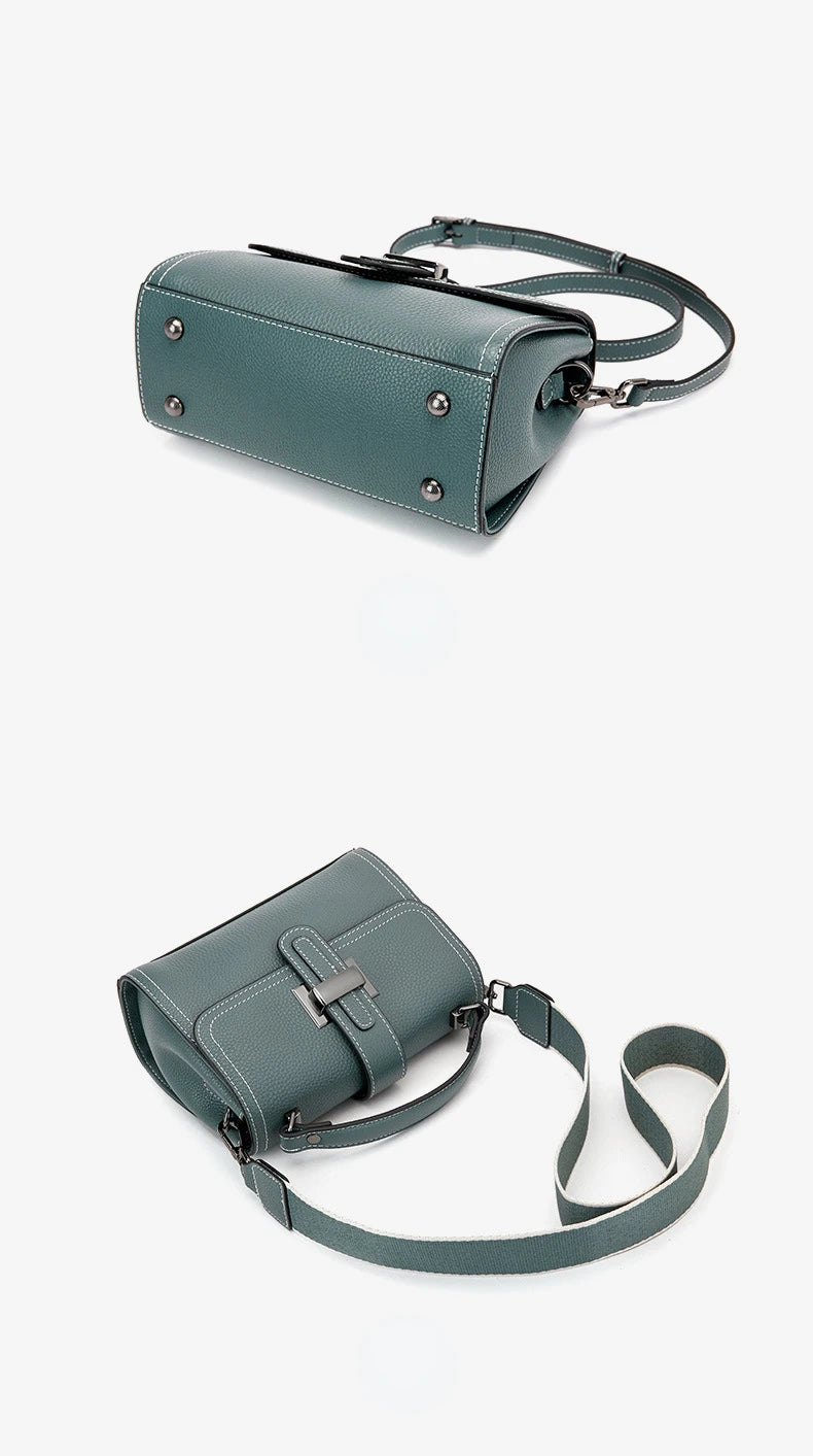 Genuine Cow Leather Square Satchel Shoulder Bag – All-Match Crossbody Messenger Handbag for Women