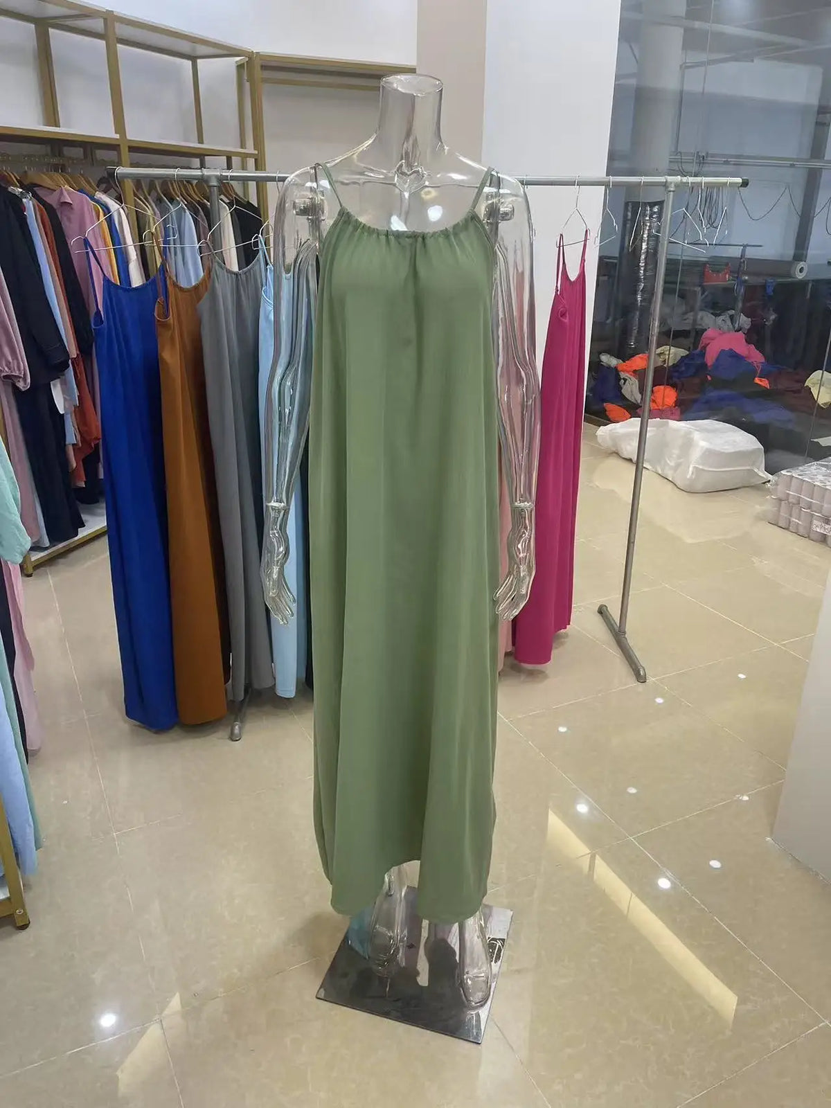 Women's Strapless Backless Loose Maxi Dress – Comfortable Sleepwear & Casual Home Dress