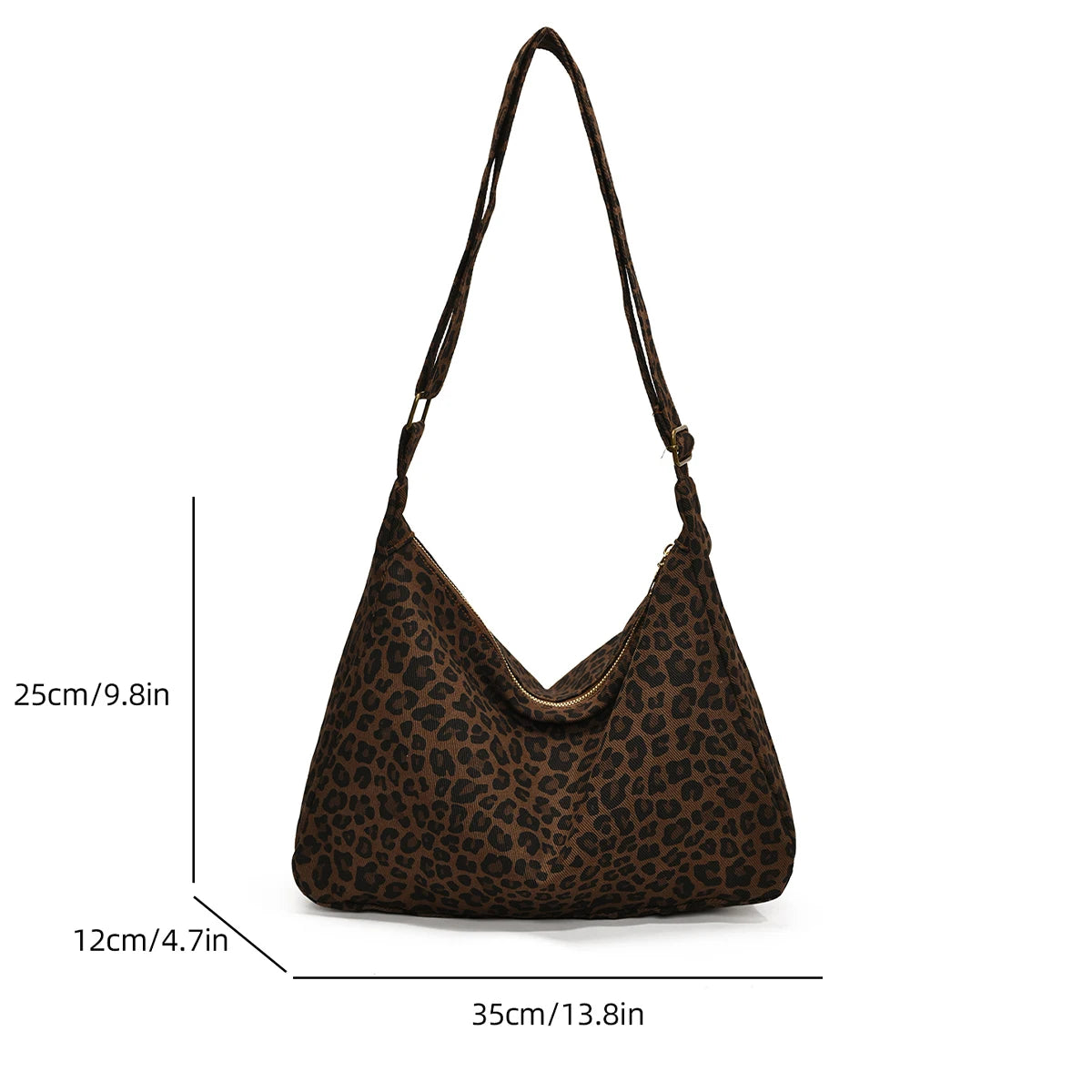 Trendy Casual Soft Textile Women's Shoulder Bag Large Capacity Leopard Print Female Retro Crossbody Bag For Commute Outings