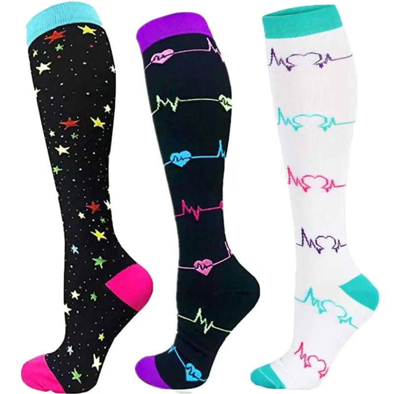 Knee High Compression Socks 20-30mmHg – 3 Pairs for Diabetes, Varicose Veins, Edema, Nurse & Running