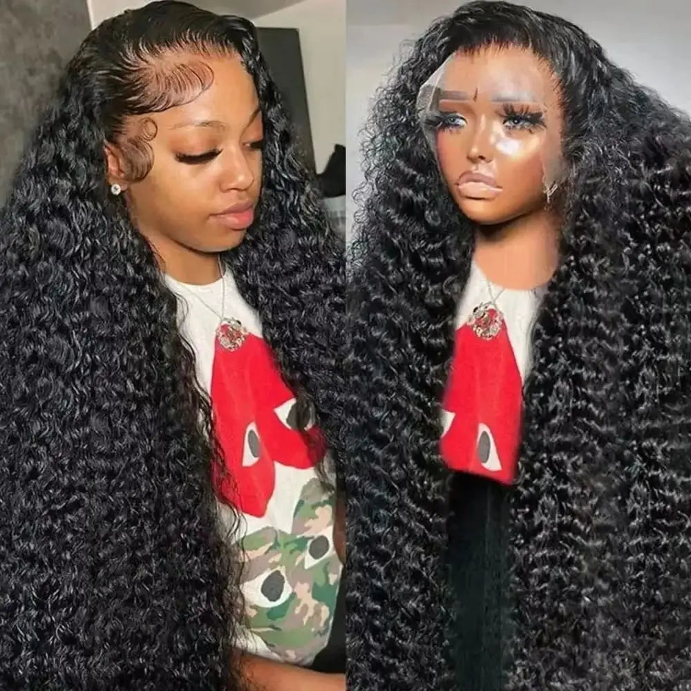 200 Density 40 Inch Deep Wave Lace Front Wig | 13x4 13x6 360 HD Lace Water Wave Curly Human Hair for Black Women
