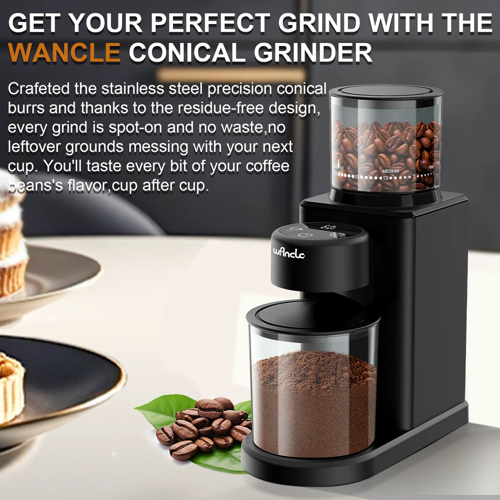 Electric Conical Burr Coffee Grinder – Touchscreen, 25 Grind Settings for Espresso, Drip & French Press