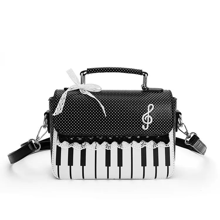 miyagawa Lace Piano Notes Polka Dot Crossbody Satchel – Sweet Color-Block Shoulder Bag for Women