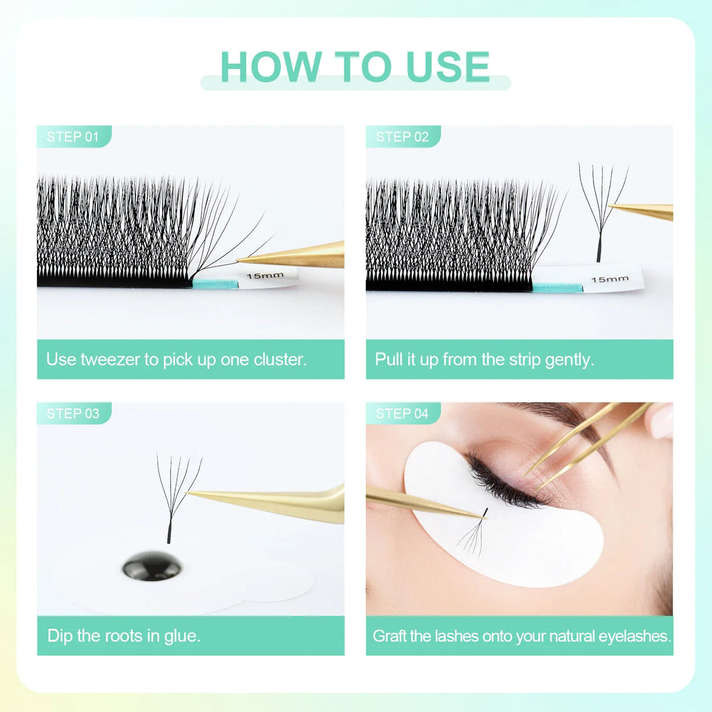 Salon-Perfect Lashes. Every Time. — NAGARAKU W Shape Premade Fan Eyelash Extensions | 3D 4D 5D, C & D Curl, 0.07mm, 8–15mm, Natural Soft Light