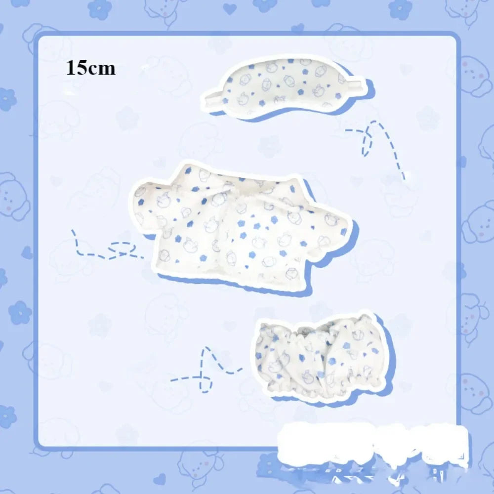 Doll Pajamas with Eye Mask – 15cm & 20cm Cotton Cartoon Doll Sleep Clothes & Bathrobe