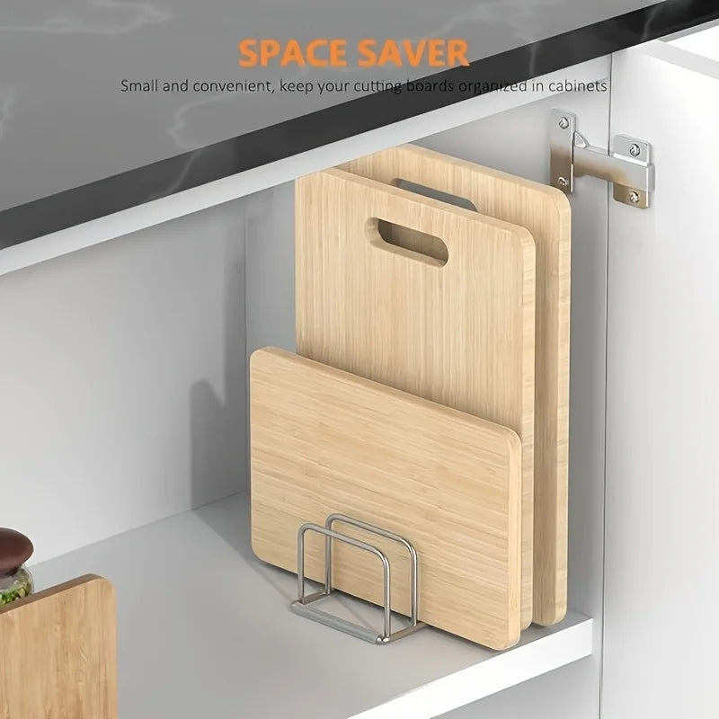 Stainless Steel Chopping Board & Pot Rack – Double-Layer Kitchen Storage Holder for Cutting Boards & Lids