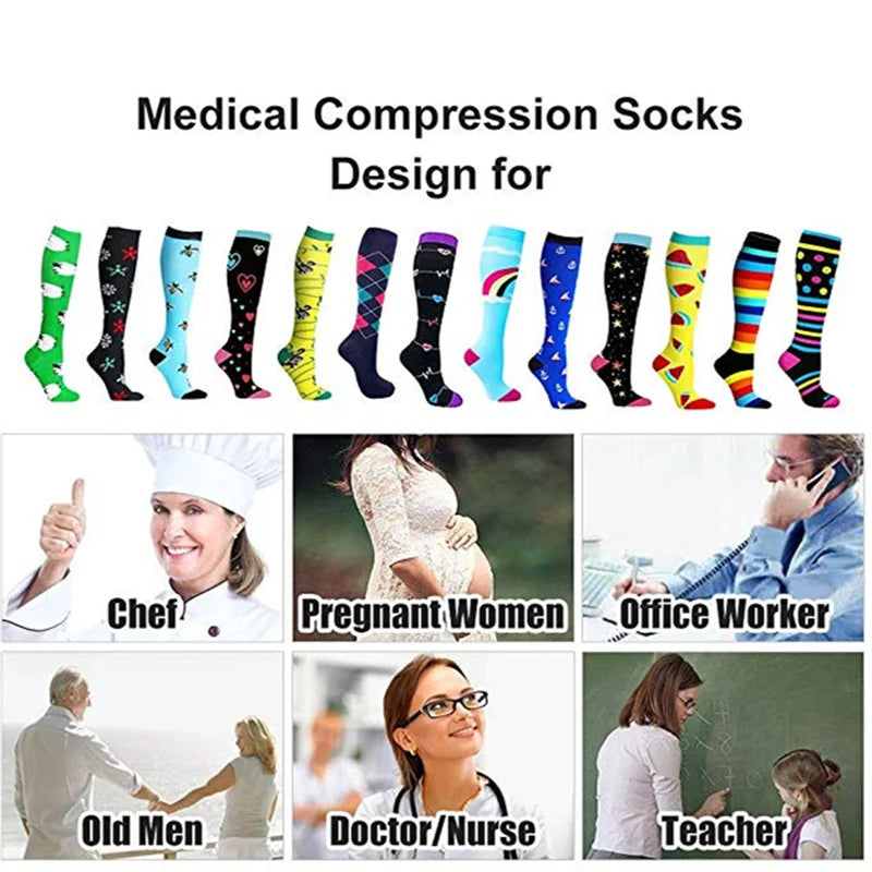 Knee High Compression Stockings 20-30mmHg – 6 Pairs Sports, Medical, Varicose Veins, Pregnancy, Edema & Diabetes