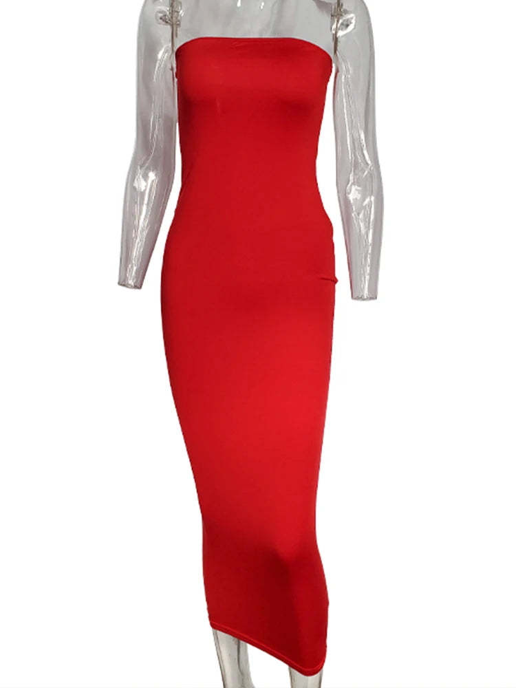 Women's Sexy Sleeveless Chest Wrap Long Beach Dress – Strapless Maxi Dress