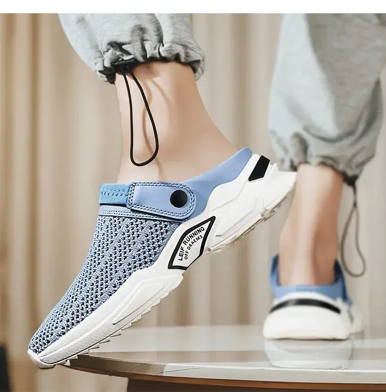 Men's Orthopedic Mesh Sandal Slippers – Hollow Out Breathable Diabetic Walking Shoes with Arch Support