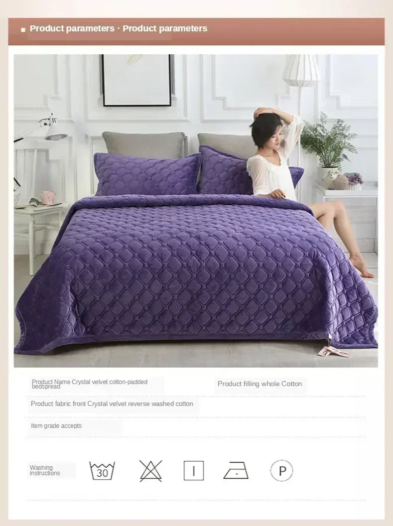 Flannel Geometric Bedspread – Super Soft Quilted Flat Sheet Blanket Cover, Twin to King