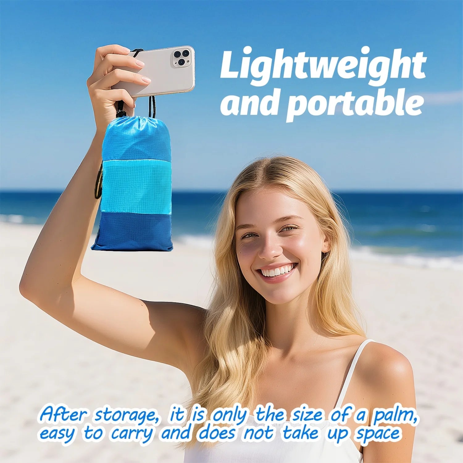 Waterproof Pocket Beach Mat – 2x2.1m Foldable Camping Picnic Blanket, Lightweight Sand-Proof Outdoor Mat
