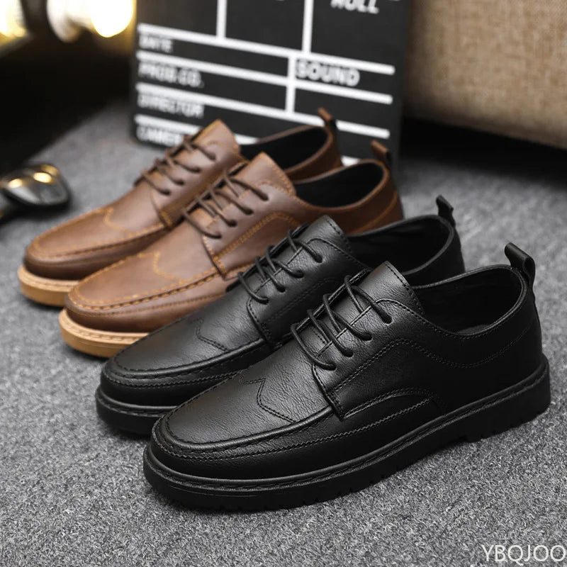 Men's Round-Toe Lace-Up Casual Shoes