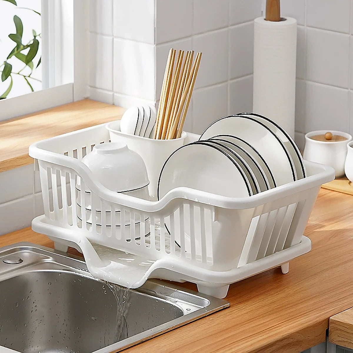 Kitchen Sink Drain Bowl Rack – Countertop Tableware Organizer for Plates, Bowls, Chopsticks & Spoons