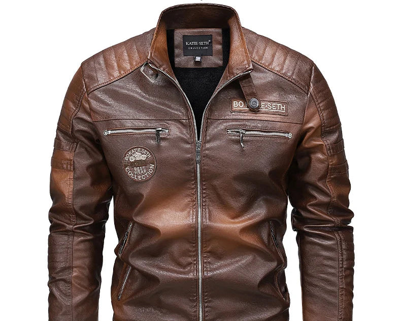 Men's Faux Leather Jacket – Slim Fit Casual Layer