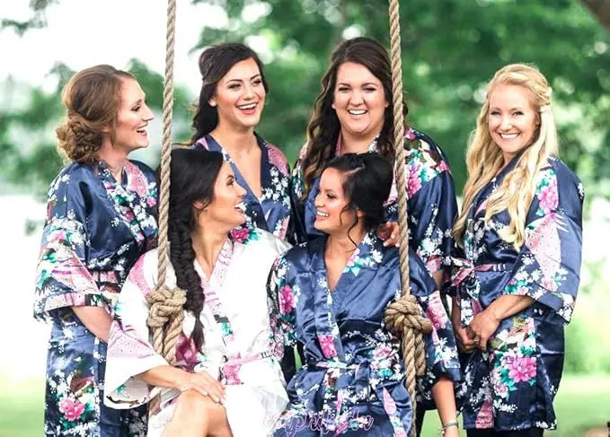 Women's Short Satin Kimono Robe | Bridal Dressing Gown Nightdress
