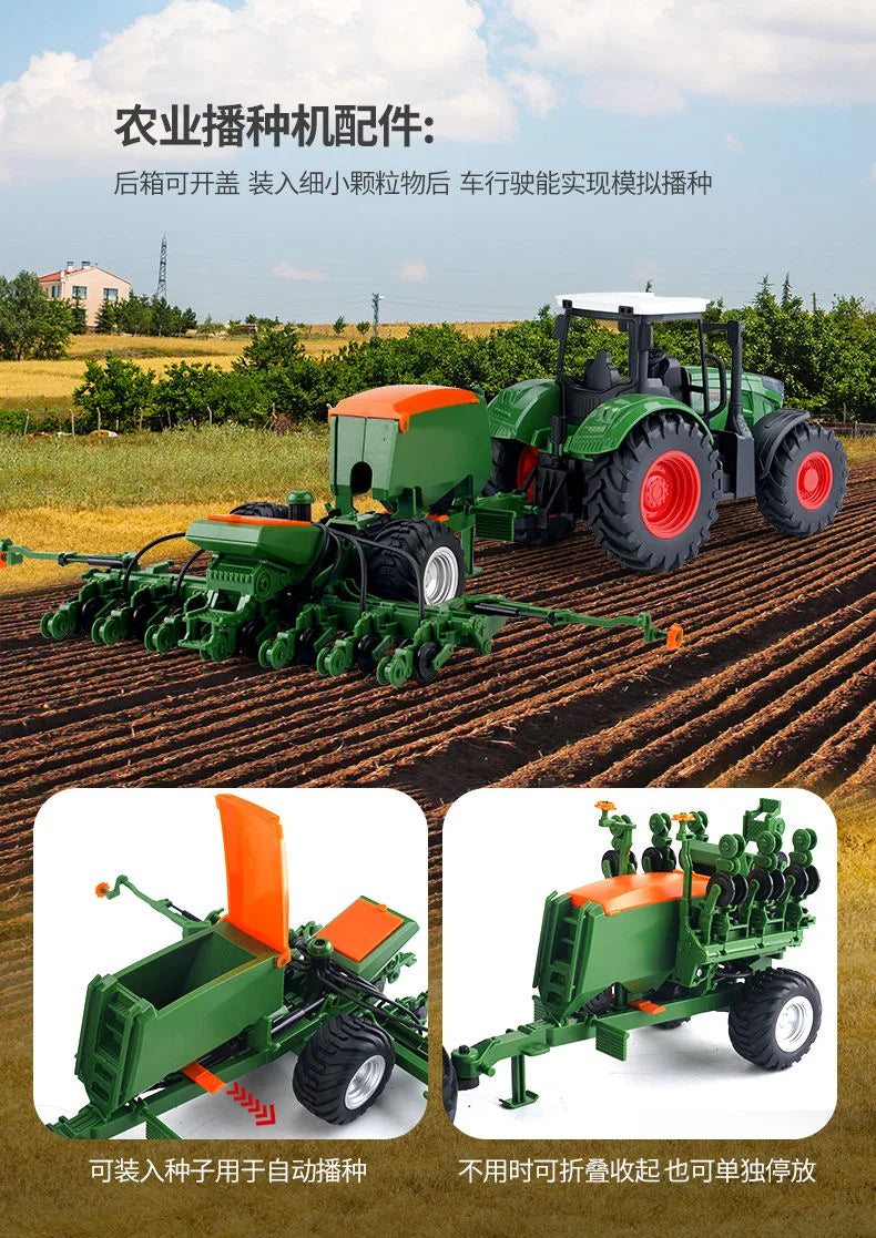 Farm Tractor Toy with Trailer & Accessories – Simulation Farmer Vehicle Set for Kids