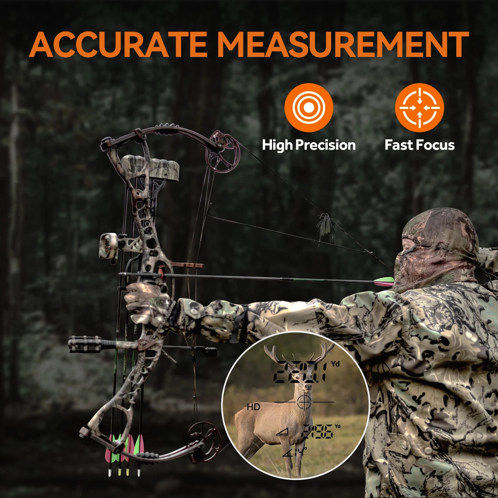 MiLESEEY PF2E Laser Rangefinder — 600m, 7° Field of View, BOW Mode, Rain & Fog Mode, Hunting