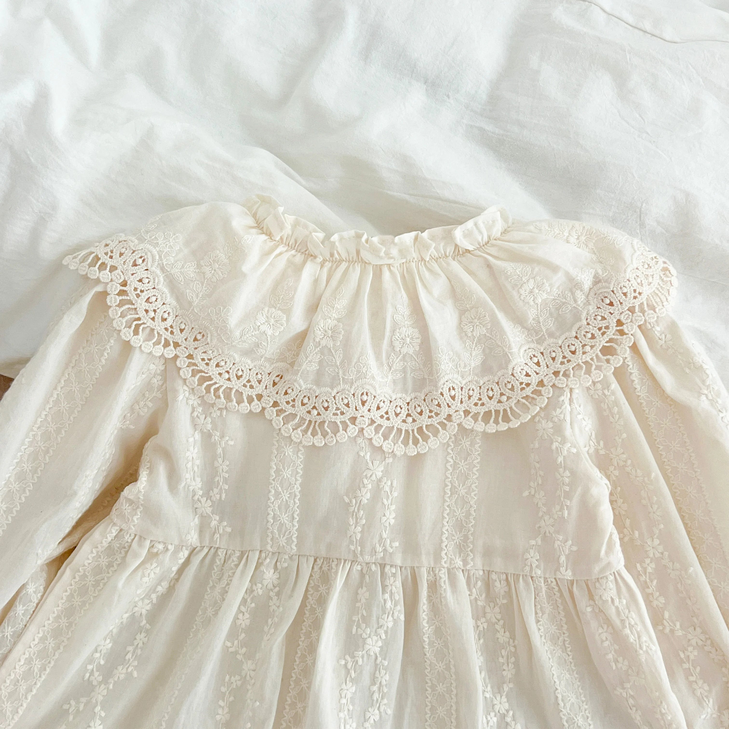 Ruffle Trim Lace Collar Baby Girls Dress — Sweet Princess Party Dress