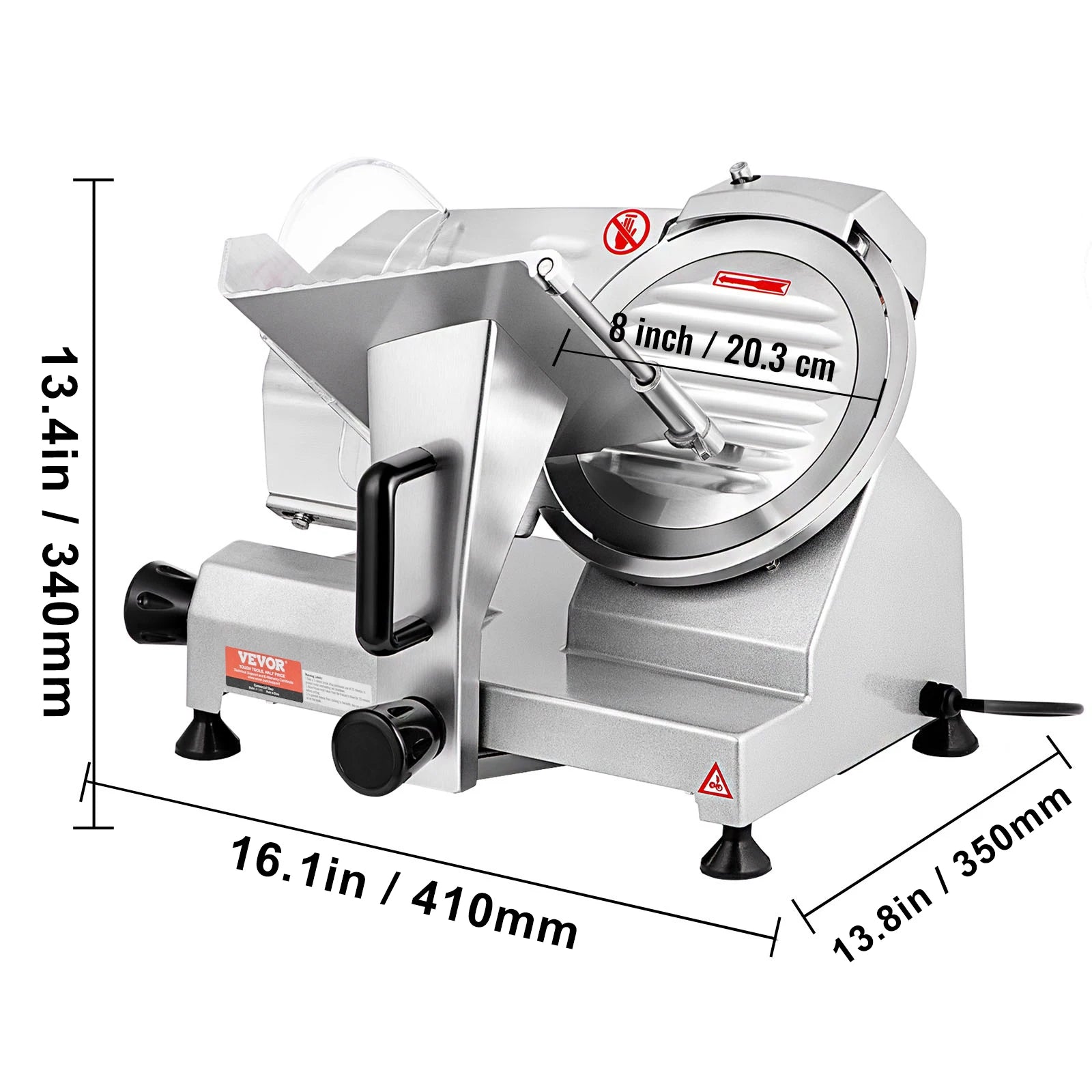 Electric Meat Slicer 8"/10" — Carbon Steel Blade, Adjustable Thickness for Deli, Meat & Cheese