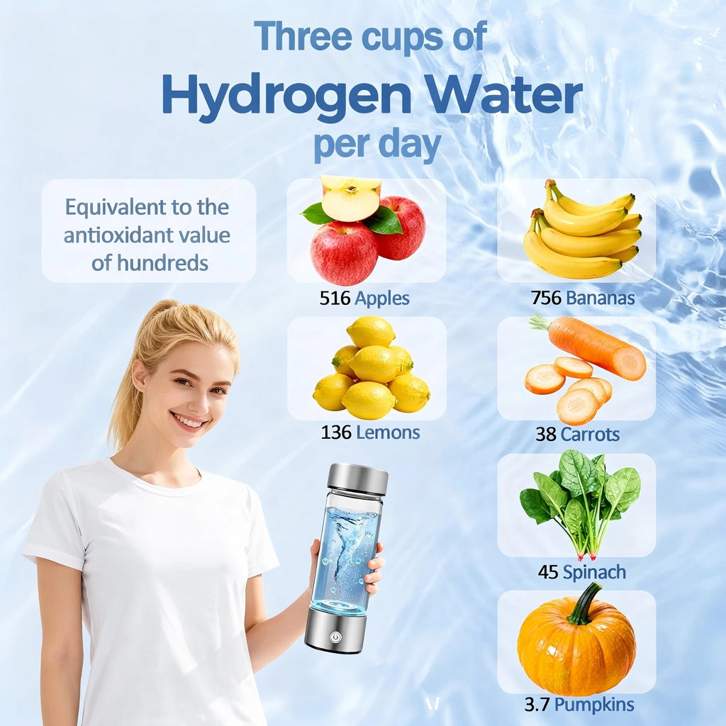 Portable Hydrogen Water Generator Bottle — 12,000PPB Rechargeable Alkaline Ionizer Cup with SPE/PEM Technology