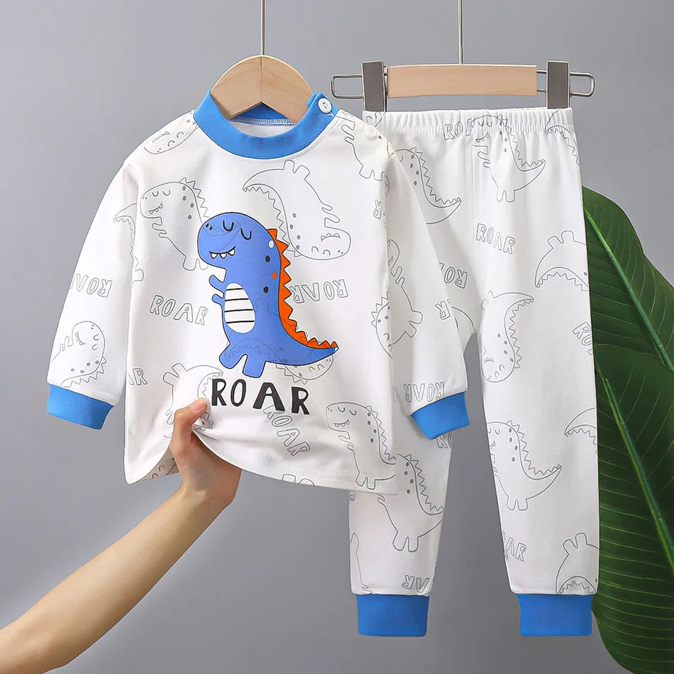 Kids' Unisex Cotton Cartoon Pajama Set | Soft Warm Sleepwear for Boys & Girls