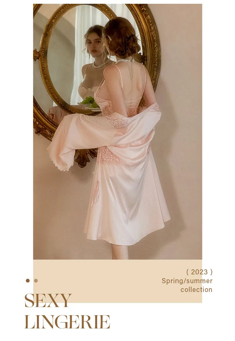 Women's Satin Lace Nightgown — Sexy Sleepwear Nightdress