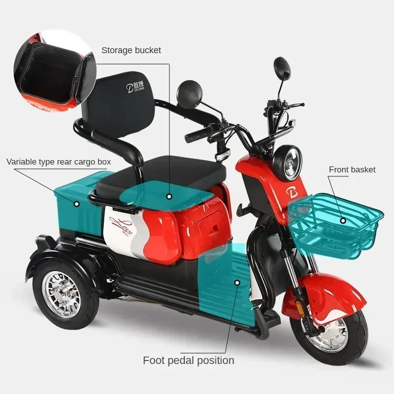 3-Wheel Electric Mobility Scooter for Adults, Long-Range Tricycle