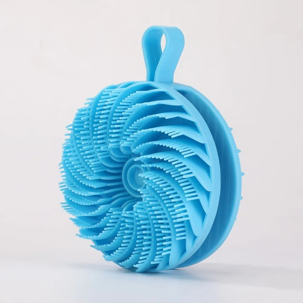 Double-Sided Silicone Shower Brush – Soft Bristle Body Massage & Exfoliating Bath Mud Remover