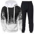 Men's Camouflage 3D Ink Print Hoodie & Jogger Pants Tracksuit Set – 2-Piece