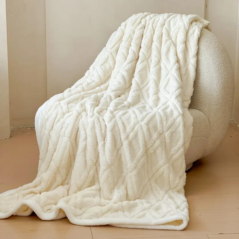 Lamb Fleece Blanket – Soft Warm Cozy Throw for Bed, Sofa & Office Nap, Fall & Winter