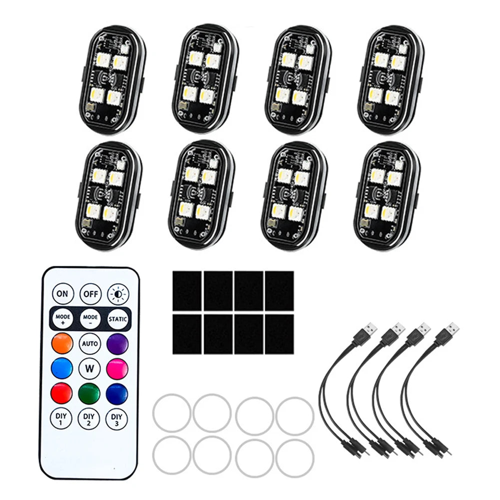 Wireless LED Strobe Car Atmosphere Lights — 8 Colors
