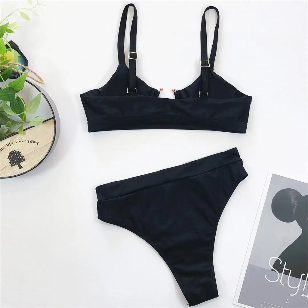 Leopard High Waist Bikini Set — Snake Print Two-Piece Swimsuit