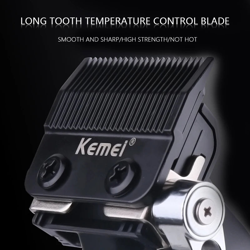 Kemei KM-2296 Professional Hair Clipper – Seat Charger, Stainless Steel Blade, 90-Min Battery, Cordless