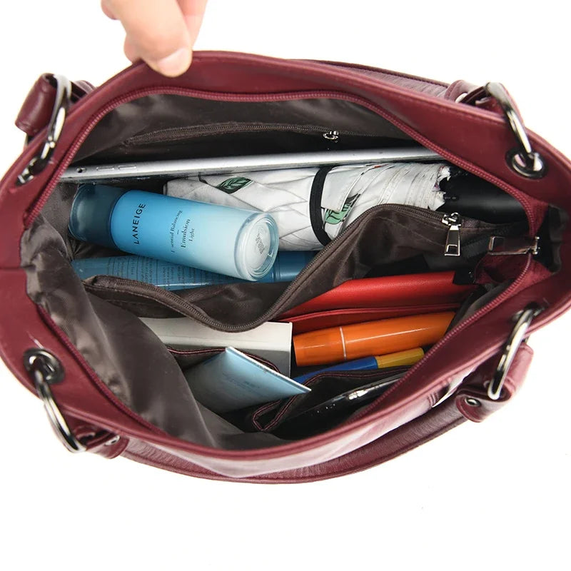 Large Capacity PU Leather Crossbody Tote Bag – Luxury Shoulder Bag for Women