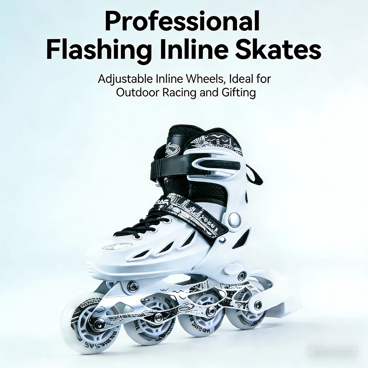Adjustable Inline Roller Skate Shoes – Flashing 4-Wheel Speed Racing Sneakers for Outdoor Skating