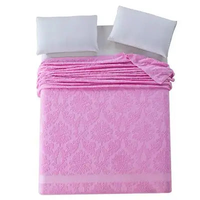 100% Cotton Summer Thread Blanket – Solid Color Towel Bedspread, Twin to Queen